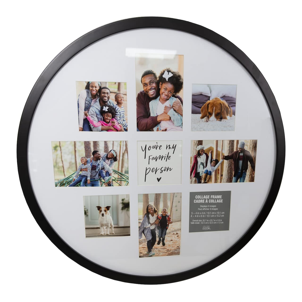 9 Opening 20.7" x 20.7" Black Round Collage Frame with Mat by Studio Décor®